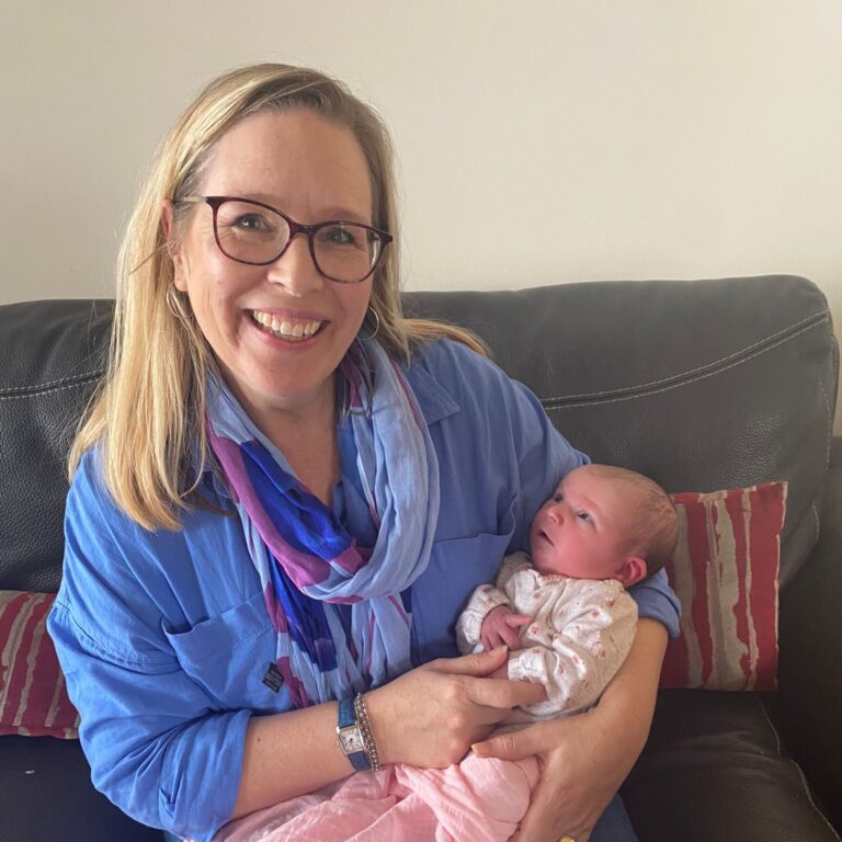 Nicola Morgan, Doula of Belfast, with Client's baby