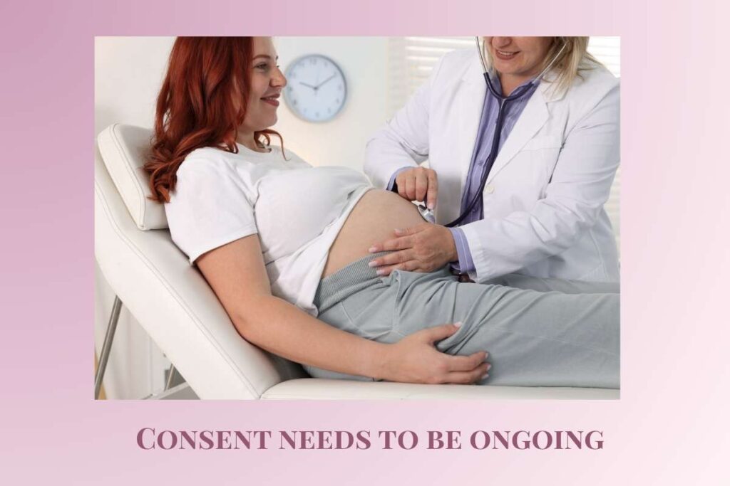 Pregnant woman consenting to medical procedure